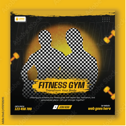 Fitness gym social media post template to transform your body well