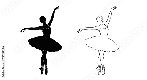 A black and white illustration of deer standing amongst coniferous trees