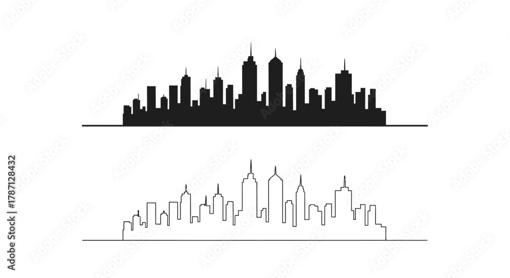 Naklejka premium Desert landscape with cactus and sun icons in black and white variations