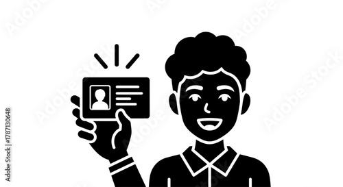 Man proudly displays identification card for access and verification