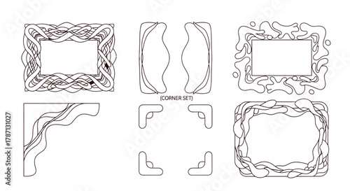 Organic abstract frames and corners in terracotta and sage green