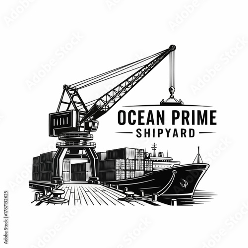 Ocean Prime Shipyard - A Detailed Illustration of Maritime Industry.