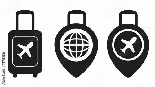 Plan Your Dream Trip: Suitcase, Globe and Airplane Icons for Travel Adventures, International Destinations, and Vacation Planning Resources, All in One Place