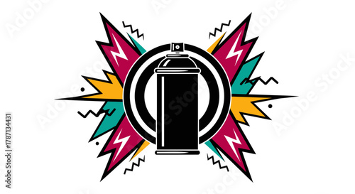 Vibrant spray can art explodes with retro energy and creative flair