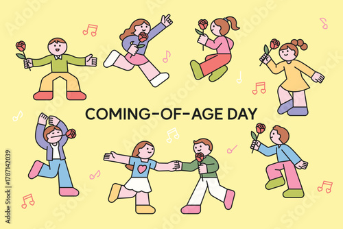 People celebrating and having fun on Coming of Age Day.