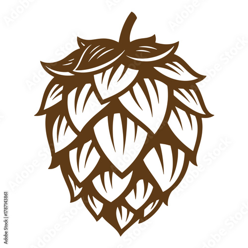 Vintage art illustration of a brown hop cone perfect for beer brewery or craft brewing designs