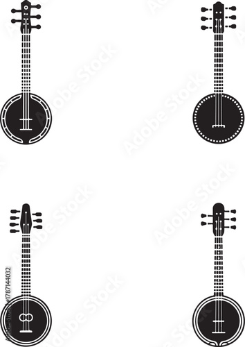 Black string instruments banjo mandolin