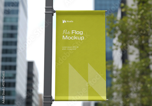 Street Pole Flag Mockup Template