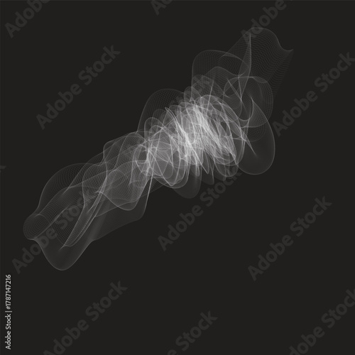 Abstract smoky shapes in motion: smooth, colorful light patterns on a black background, suggesting incense or fog effects