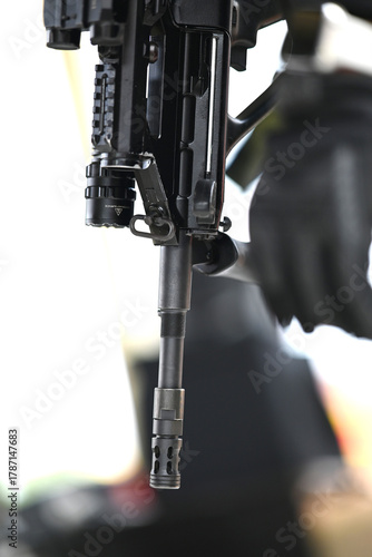 Tactical rifle details modern firearm components