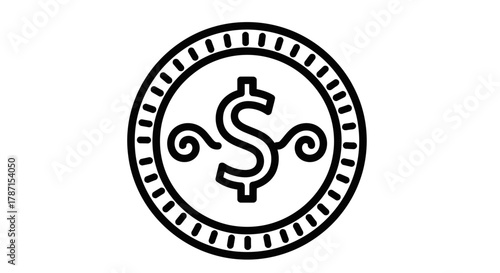 Modern dollar coin icon for financial success and business investment