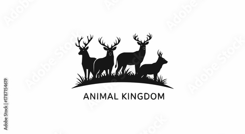 Majestic Deer Herd Silhouette in Natural Habitat.