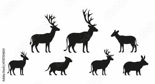 Silhouette of a Deer Herd - Majestic Antlers and Graceful Forms.