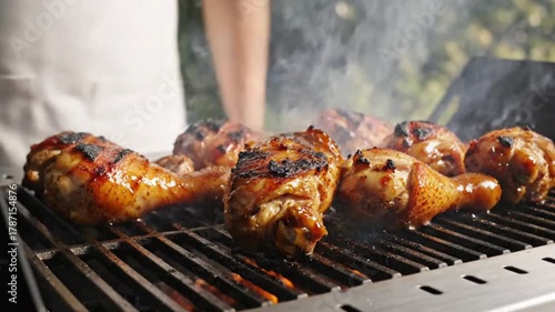 Grilling Chicken Drumsticks Outdoors