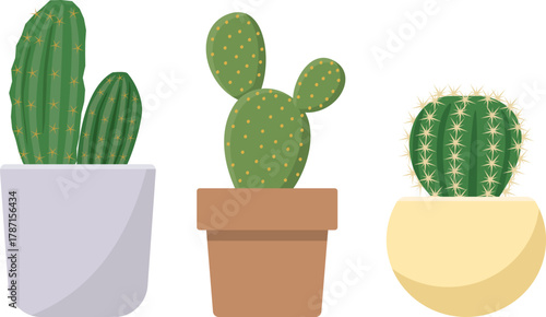 鉢に入ったかわいいサボテンのイメージイラスト