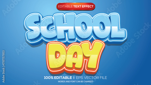 3d text effect school day theme