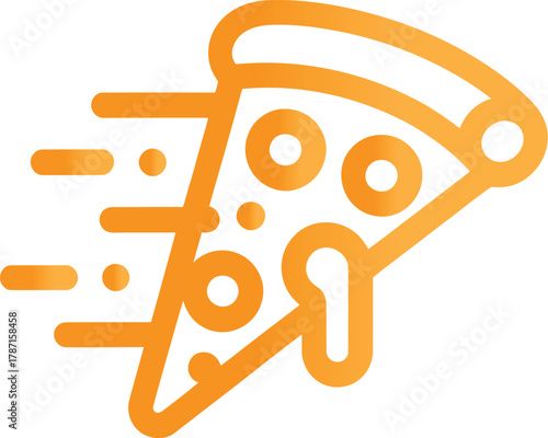 Fast Pizza Delivery Slice with Motion Lines Gradient Icon Vector illustration