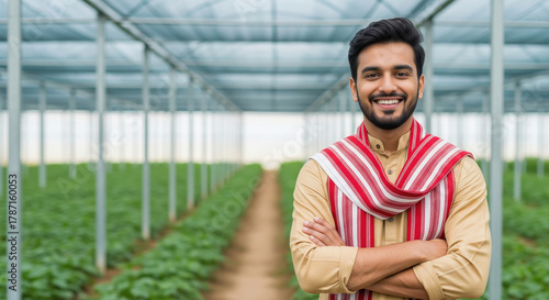 Smiling Indian farmer in greenhouse represents modern agriculture Free Download Smiling Indian farmer in greenhouse represents modern agriculture - GFXLoad