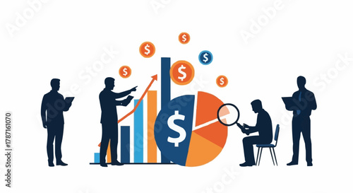 Financial analysis and business strategy with data visualization and charts.