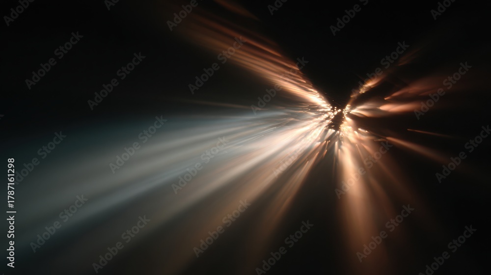 Obraz premium Abstract Light Streaks and Rays Emanating from a Central Point in Darkness beams