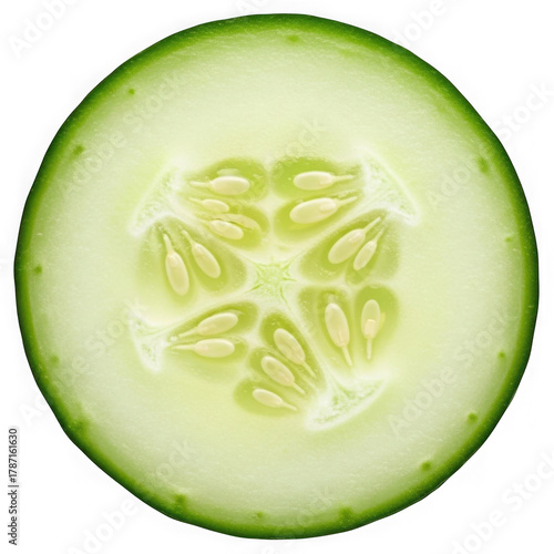 Fresh cucumber slice isolated on transparent background