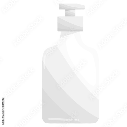 White Plastic Pump Bottle Illustration Isolated on White Background