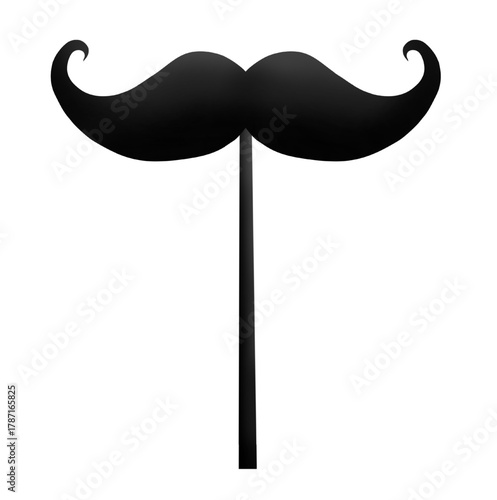 Black Mustache with Stick Illustration Isolated on White Background