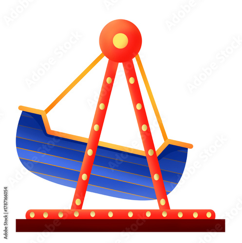 Pirate Ship Ride Illustration Isolated on White Background
