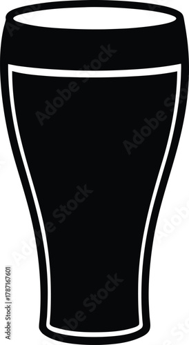 Black pint glass silhouette on white background beer 3