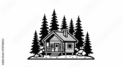 Cabin in the Woods - A Rustic Retreat Among Towering Pines.