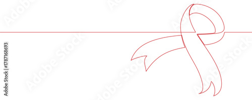 Illustration Aids day ribbon with line art style
