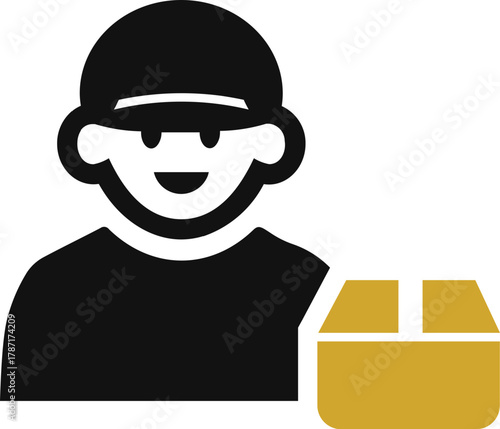 Delivery Man Courier Package Icon