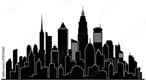 Dynamic cityscape silhouette for modern urban design projects today