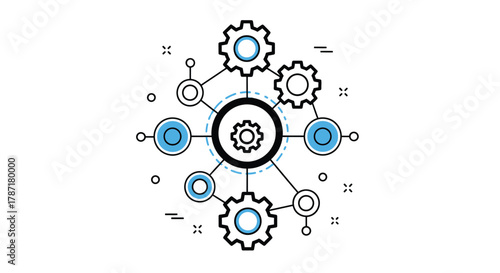 Modern network diagram with gears showcasing business connections