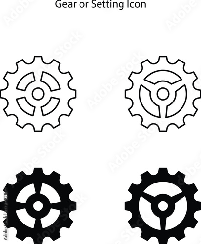 Cogwheel icon. Line and glyph gearwheel sign. Outline cogwheel mechanism symbol, gear icon