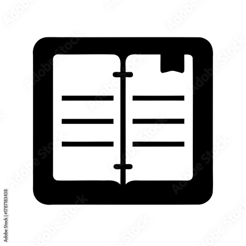 Simple open notebook or binder icon with lined white pages Vector