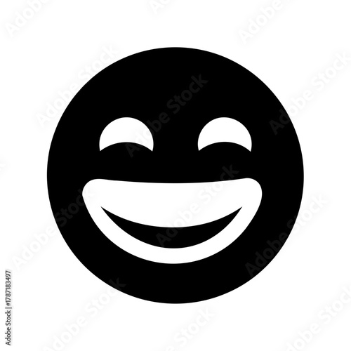 Smiling emoji face symbol icon of pure joy and happiness Vector