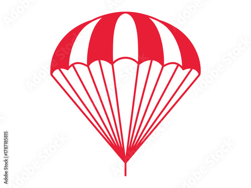 Red parachute icon flat vector illustration of a parachute on white background