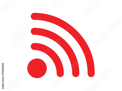 Red wifi symbol indicating wireless internet connection for technology concept