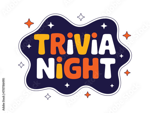 Trivia night lettering in orange and yellow