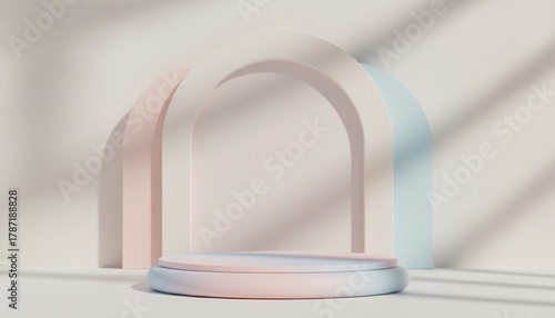 Minimalist product display stand mockup, Showcase platform 3D Rendering.