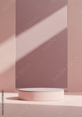 Minimalist product display stand mockup, Showcase platform 3D Rendering.