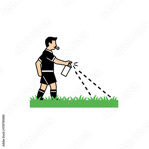 Person spraying lines on a grassy field.