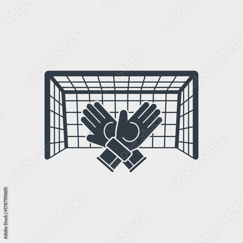 Goalkeeper gloves in front of a soccer goal net.