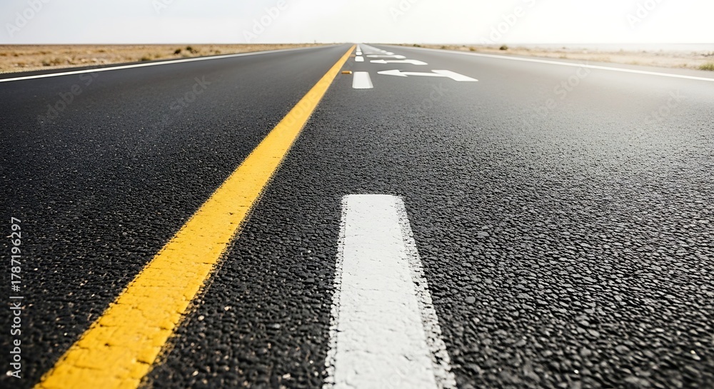 Obraz premium Long Open Highway Stretching Into The Horizon Under A Bright Sky