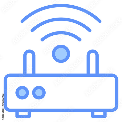 Router Outline Blue Color Icon