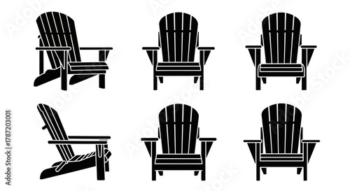 Relax with classic Adirondack chairs in simple black and white design
