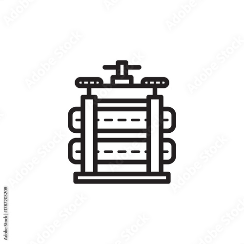 Rolling mill icon symbolizing material shaping and thickness reduction, representing specialized industrial manufacturing, modern metal forming processes, and heavy machinery operations.