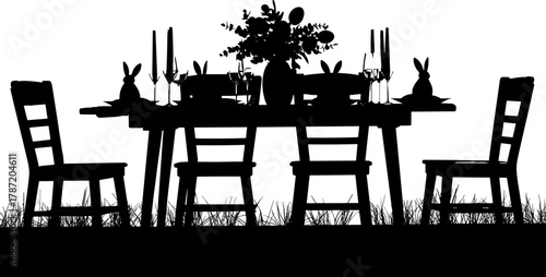 Elegant Table Setting for a Special Occasion with Floral Centerpiece and Decorative Elements Suggesting Spring or Easter Celebrations