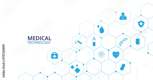 Health care concept.Medical technology network design.Icon medical network connection with modern on a white background.	